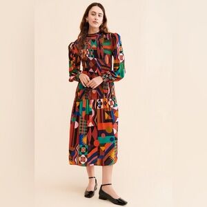 Farm Rio Tropical Smocked Midi Dress